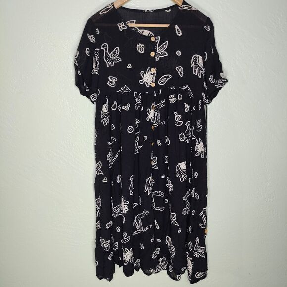 Sheer Artsy Animal Print Button Front Dress - Picture 2 of 8